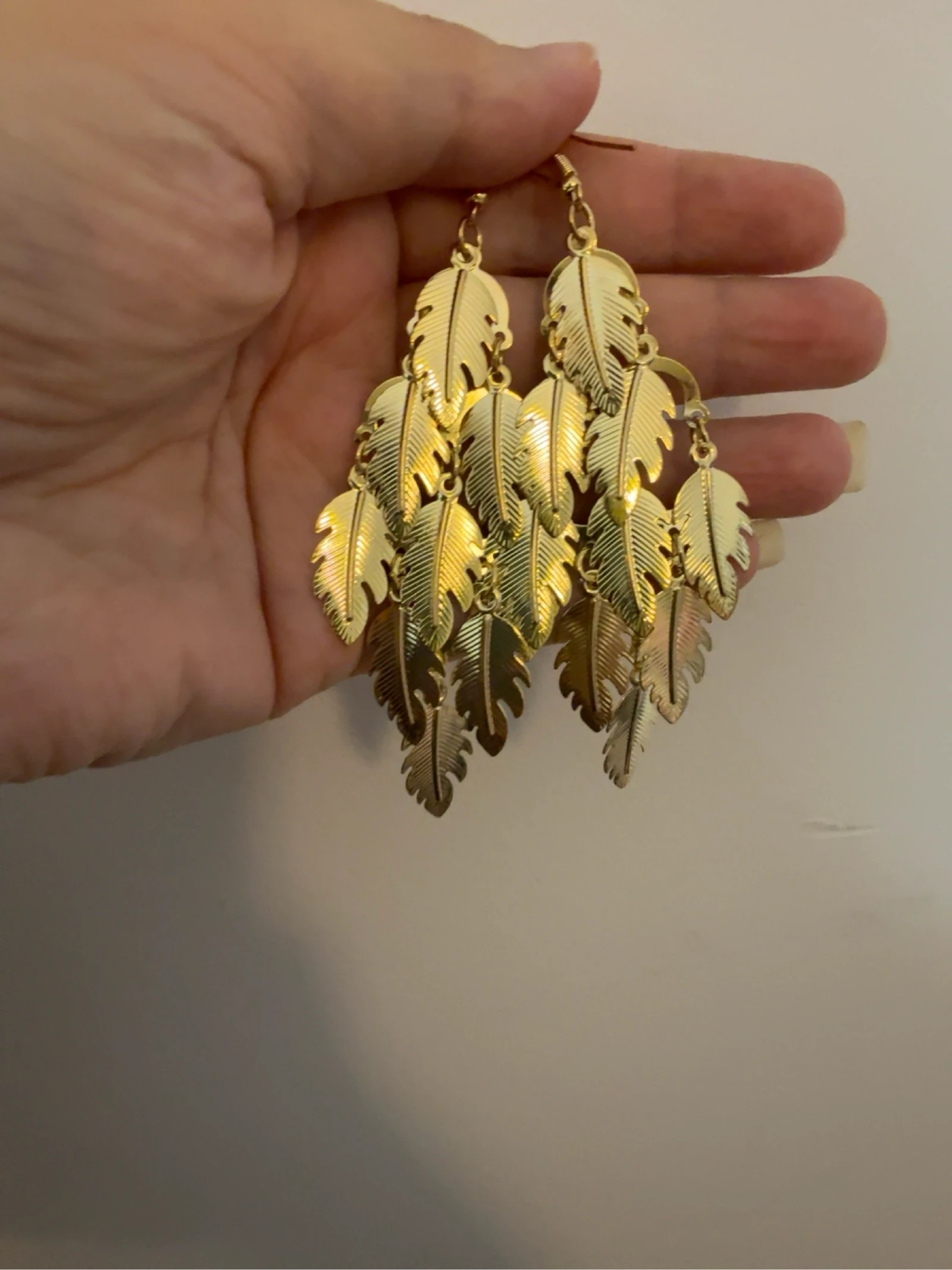 Lange gouden veeroorbellen Fashion Jewelry – photo 3